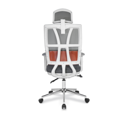 Jumbo Yarım Derili ve Fileli Beyaz Gövdeli Çalışma Koltuk